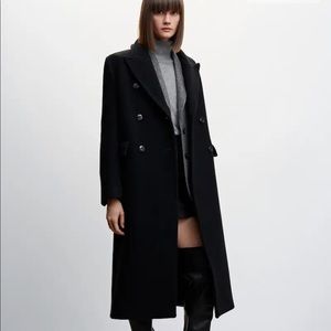 Brand new! Camille Charriere Double-breasted black wool coat Mango brand.
